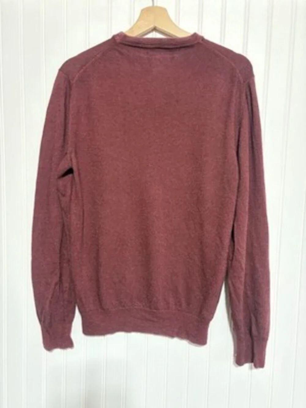 7 For All Mankind Burgundy 100% Wool Crew Neck Pullover Sweater Men M